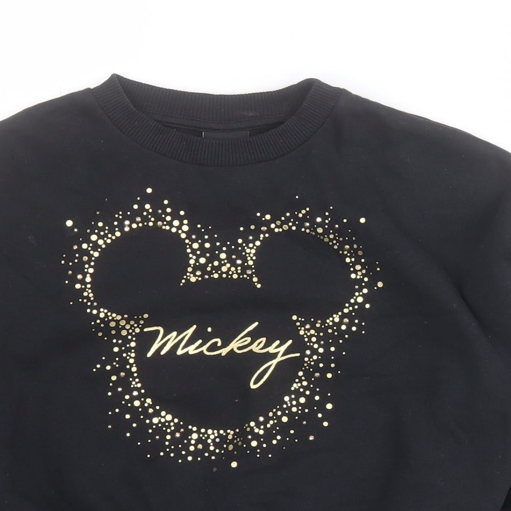 F&F Girls Black  Cotton Pullover Sweatshirt Size 6-7 Years  Pullover - Mickey Mouse