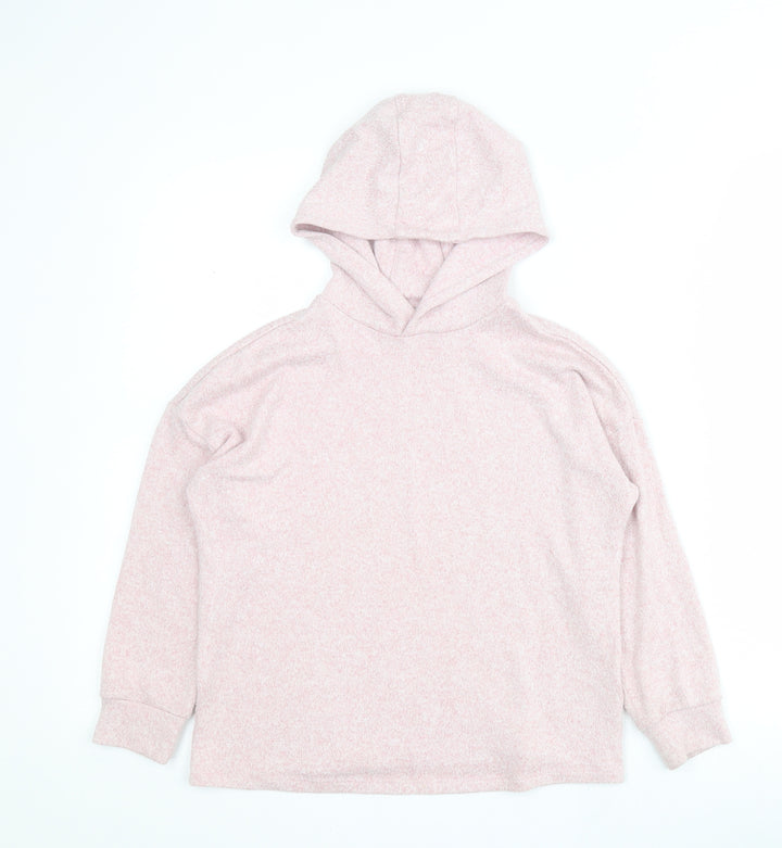 Marks and Spencer Girls Pink  Viscose Pullover Hoodie Size 8-9 Years  Pullover