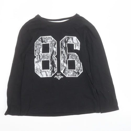Primark Boys Black  100% Cotton Pullover T-Shirt Size 7-8 Years Round Neck Pullover