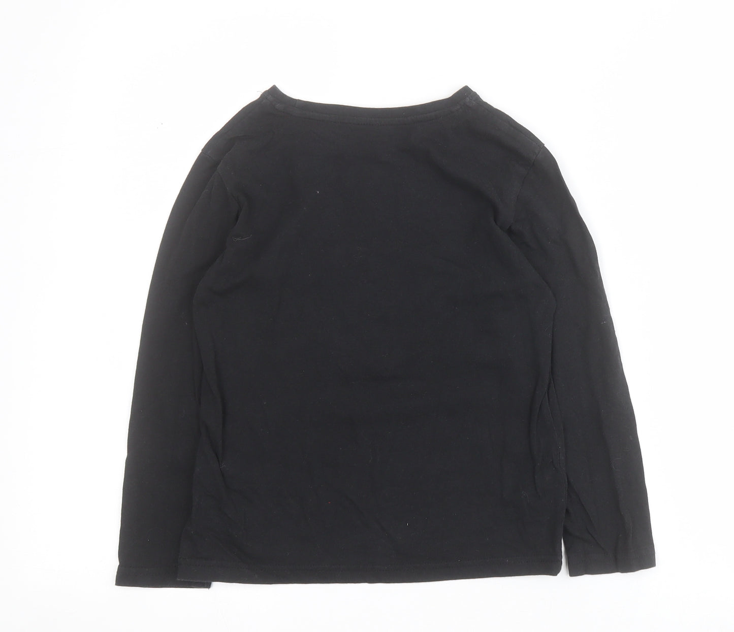 Primark Boys Black  100% Cotton Pullover T-Shirt Size 7-8 Years Round Neck Pullover