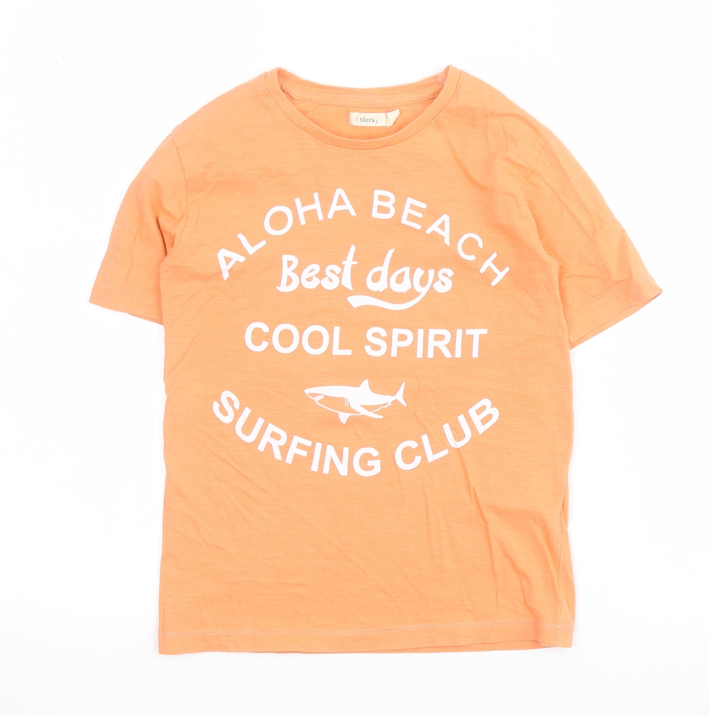 Sfera Boys Orange  100% Cotton Pullover Polo Size 6-7 Years Crew Neck Pullover - Surfing Club