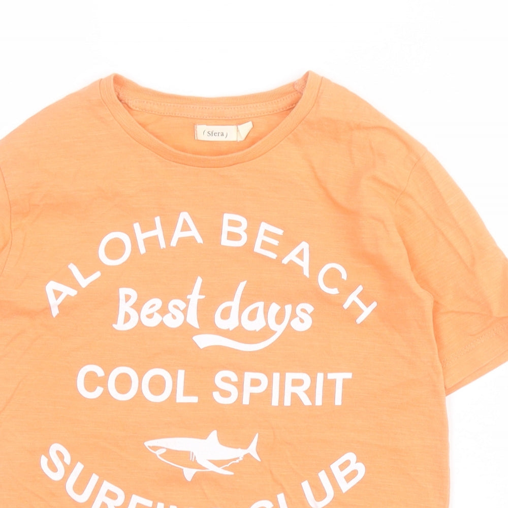 Sfera Boys Orange  100% Cotton Pullover Polo Size 6-7 Years Crew Neck Pullover - Surfing Club