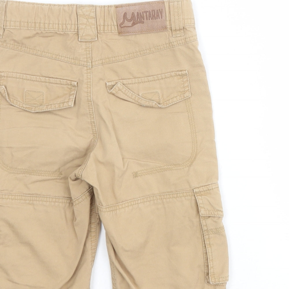 Mantaray Boys Brown  100% Cotton Cargo Shorts Size 6 Years  Regular Zip