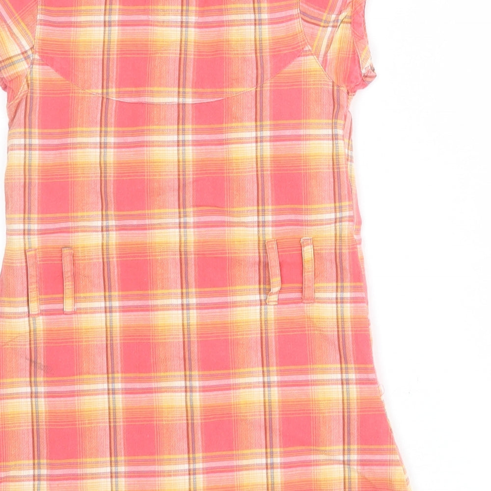 Marks and Spencer Girls Pink Plaid 100% Cotton Shirt Dress  Size 5 Years  Collared Button