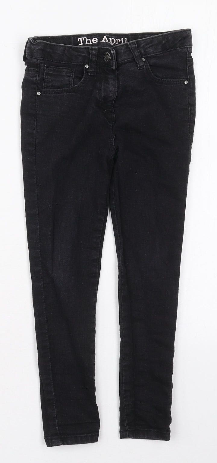 Matalan Girls Black  Cotton Skinny Jeans Size 7 Years  Regular Button