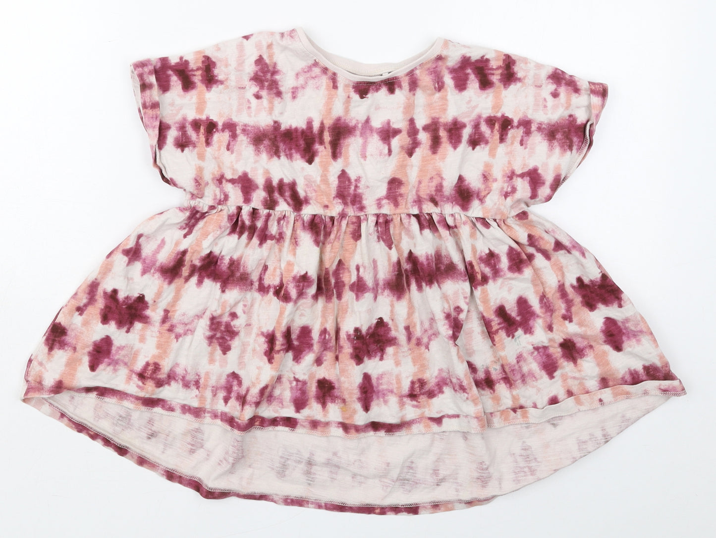 NEXT Girls Pink  Cotton Basic T-Shirt Size 5-6 Years Crew Neck Pullover - Abstract