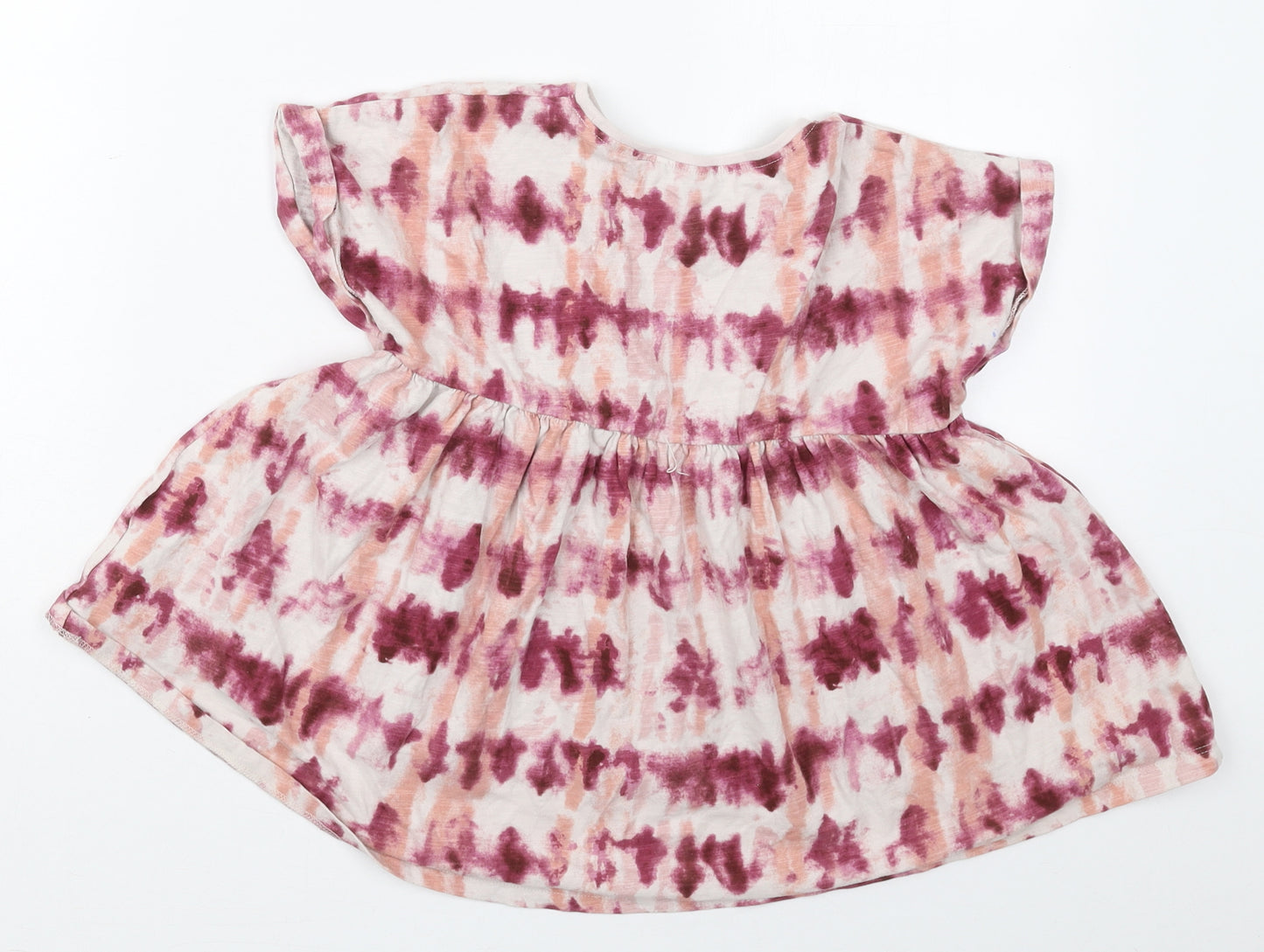 NEXT Girls Pink  Cotton Basic T-Shirt Size 5-6 Years Crew Neck Pullover - Abstract