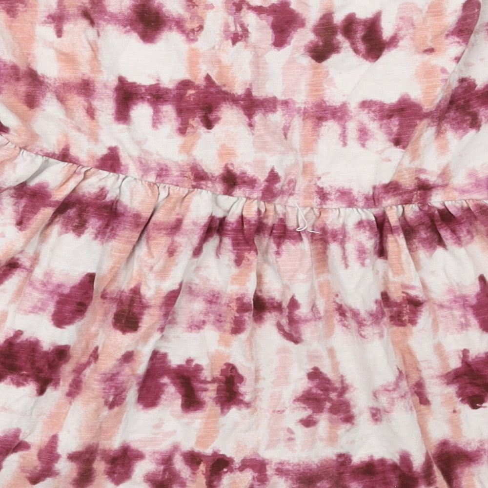 NEXT Girls Pink  Cotton Basic T-Shirt Size 5-6 Years Crew Neck Pullover - Abstract
