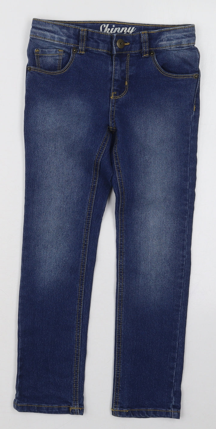 Crazy 8 Girls Blue Cotton Skinny Jeans Size 7 Years Regular Button