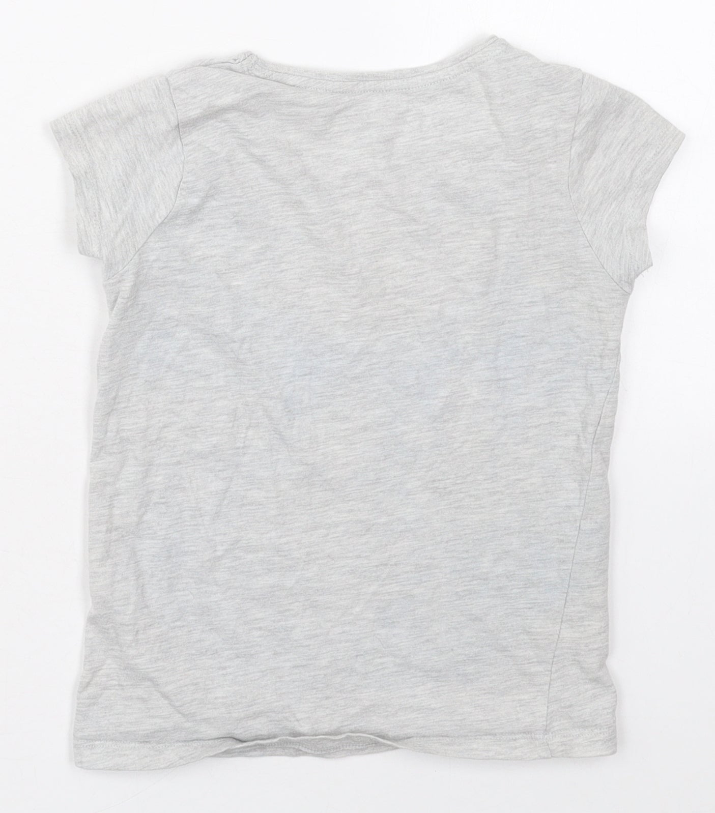 Primark Girls Grey  Cotton Basic T-Shirt Size 5-6 Years Crew Neck Pullover - Unicorn