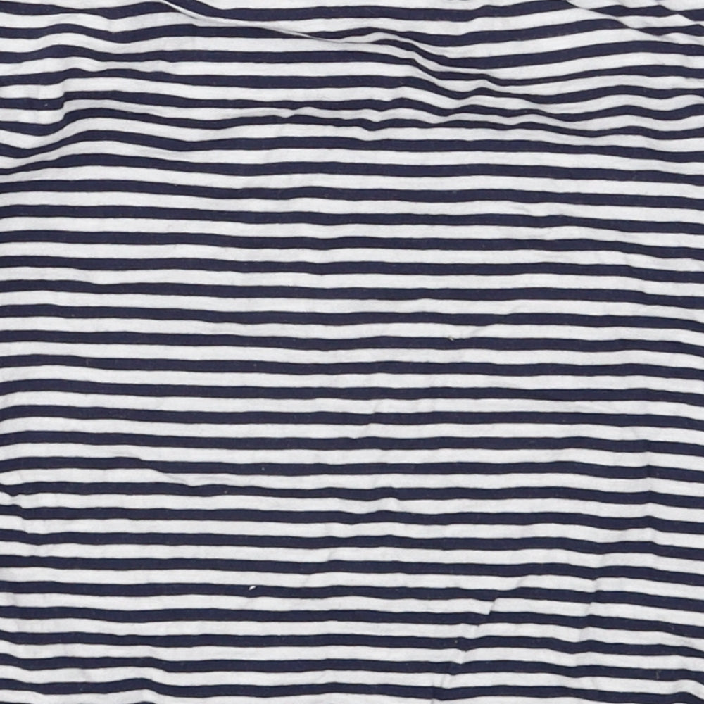 F&F Girls Blue Striped Cotton Basic T-Shirt Size 5-6 Years Crew Neck Pullover