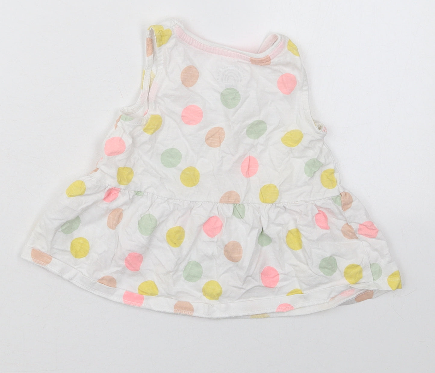 F&F Girls White Polka Dot Cotton Basic Tank Size 3-4 Years Crew Neck Pullover
