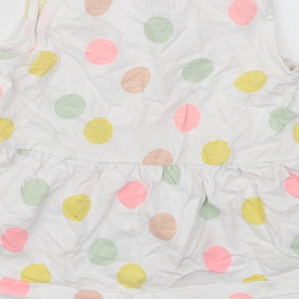 F&F Girls White Polka Dot Cotton Basic Tank Size 3-4 Years Crew Neck Pullover