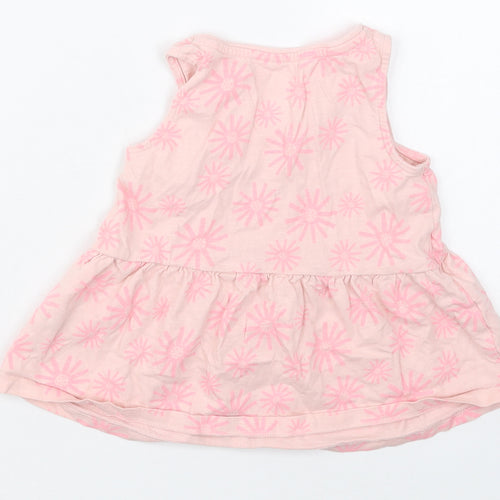 F&F Girls Pink Geometric Cotton Basic Tank Size 3-4 Years Crew Neck Pullover - Be Happy