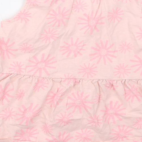 F&F Girls Pink Geometric Cotton Basic Tank Size 3-4 Years Crew Neck Pullover - Be Happy