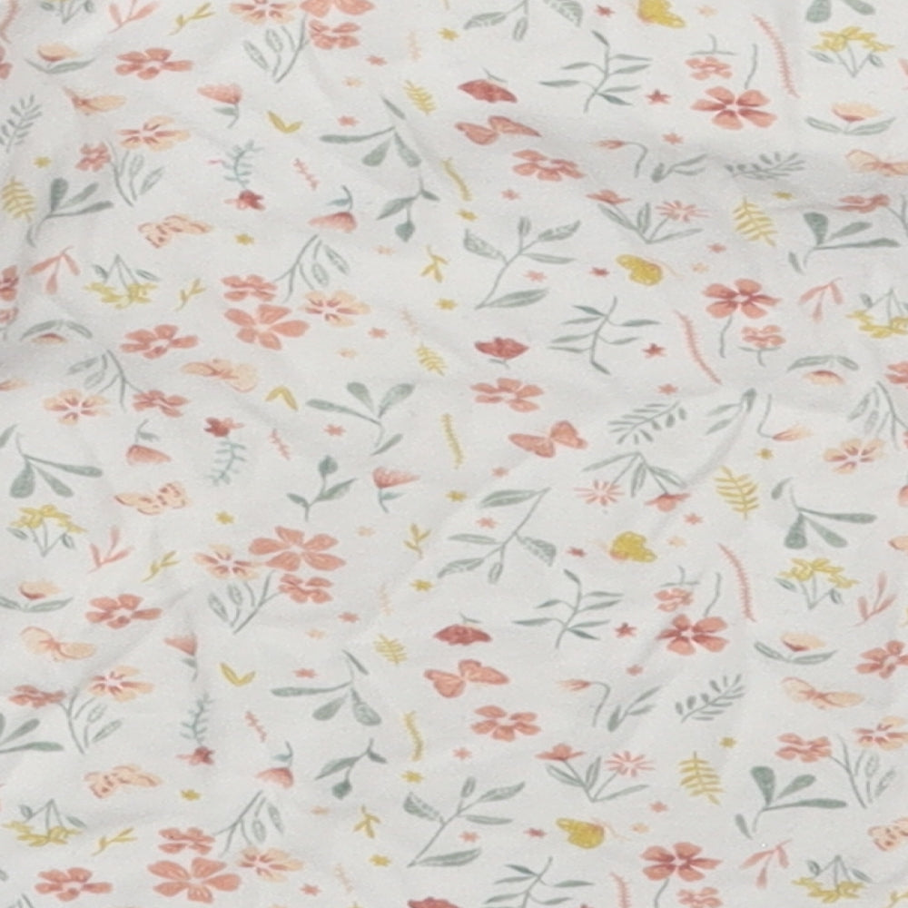 Primark Girls White Floral Cotton Basic T-Shirt Size 2-3 Years Crew Neck Pullover