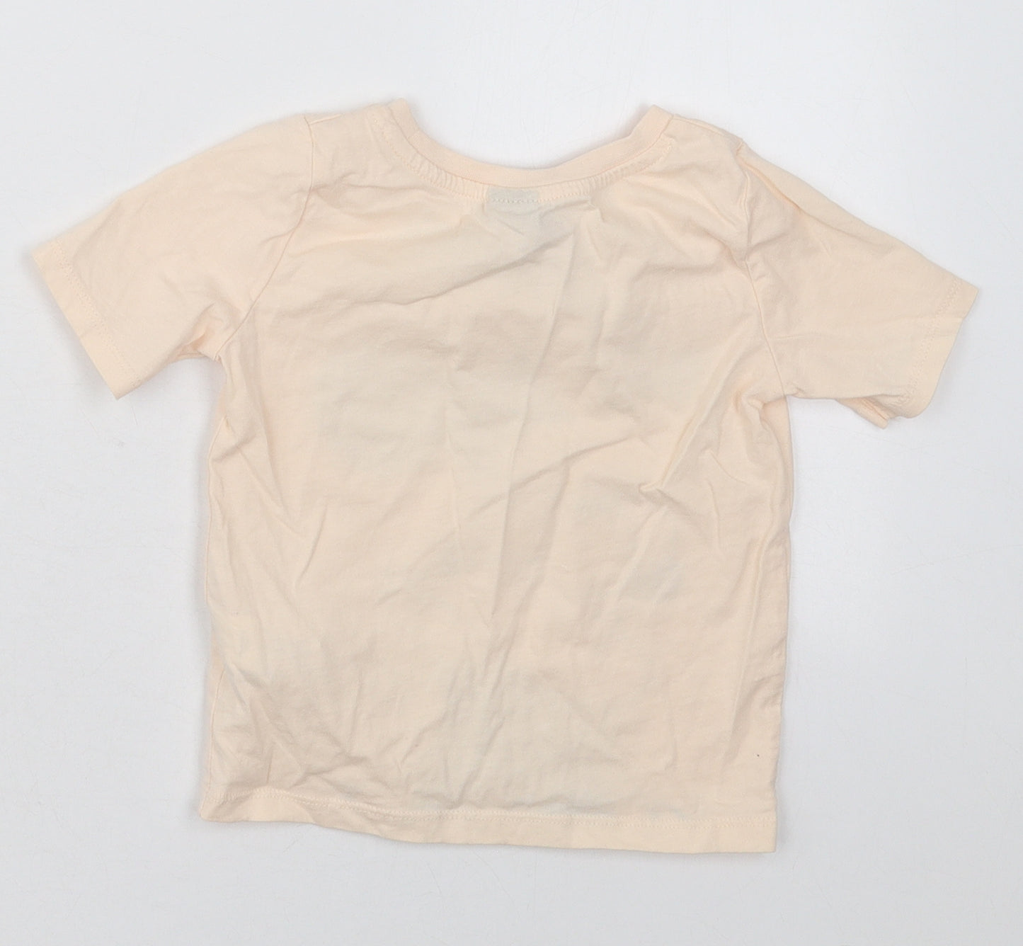 Primark Girls Beige  Cotton Basic T-Shirt Size 3-4 Years Crew Neck Pullover - Minnie Mouse