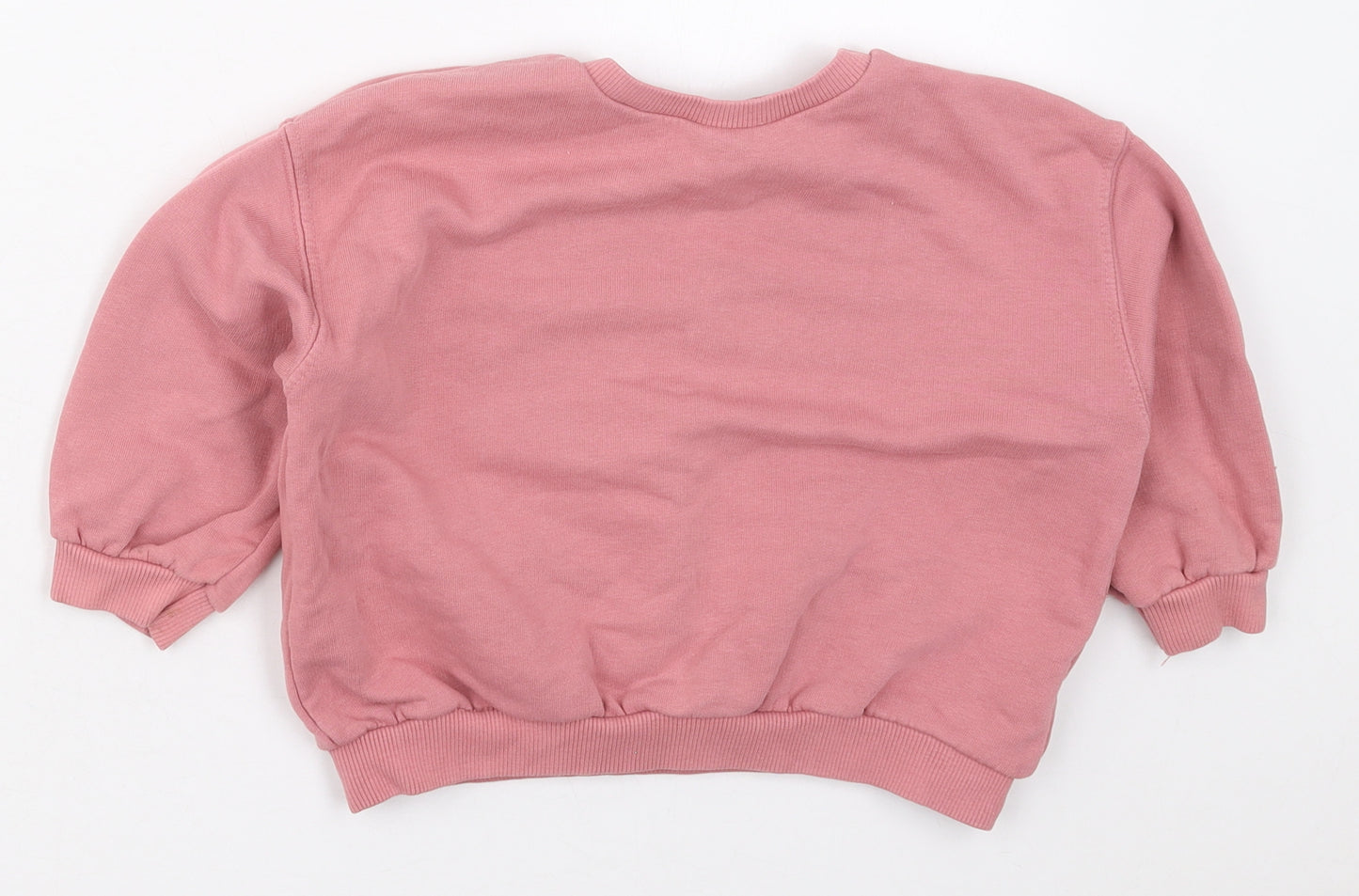Zara Girls Pink  Cotton Pullover Sweatshirt Size 2-3 Years  Pullover