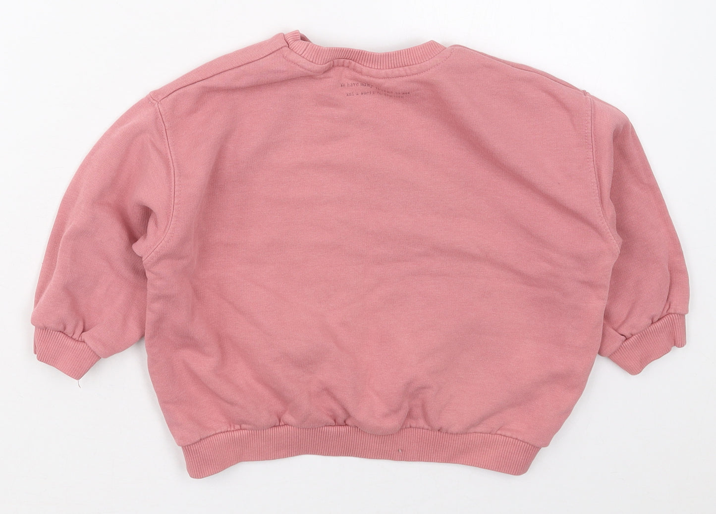 Zara Girls Pink  Cotton Pullover Sweatshirt Size 2-3 Years  Pullover