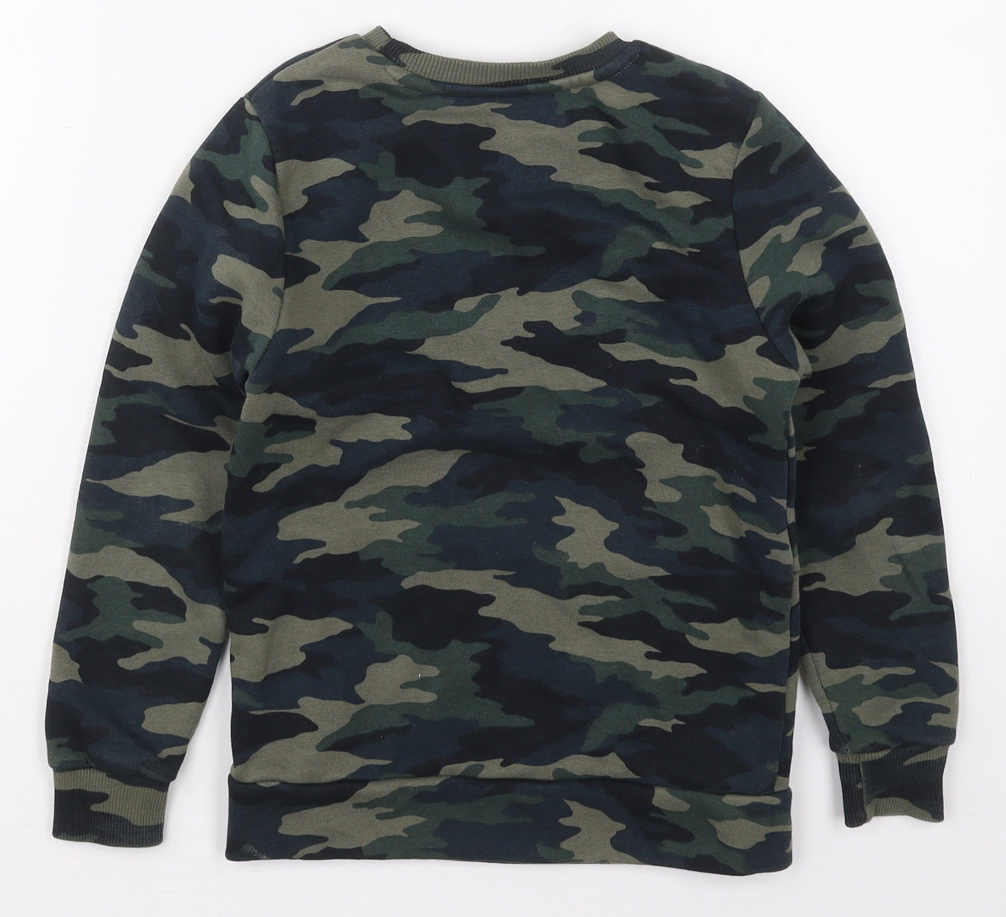 George Boys Green Camouflage Cotton Pullover Sweatshirt Size 7-8 Years  Pullover