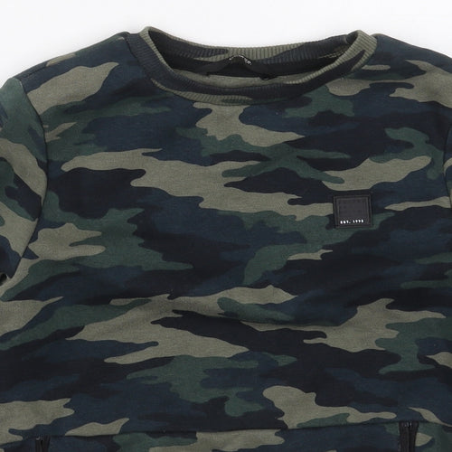 George Boys Green Camouflage Cotton Pullover Sweatshirt Size 7-8 Years  Pullover