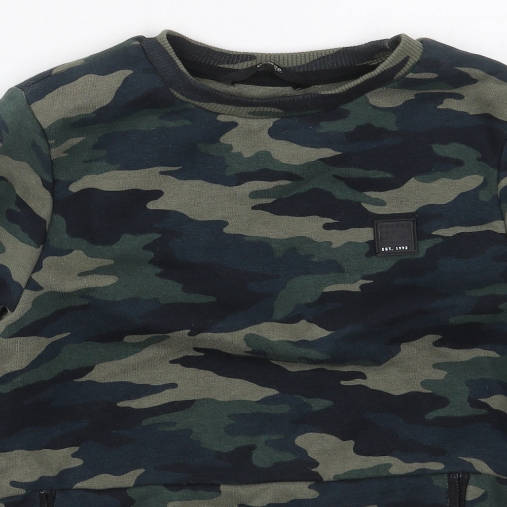 George Boys Green Camouflage Cotton Pullover Sweatshirt Size 7-8 Years  Pullover
