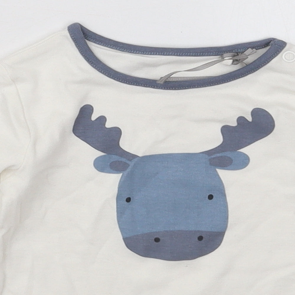 TU Boys White  Cotton Basic T-Shirt Size 18-24 Months Crew Neck Pullover - Moose