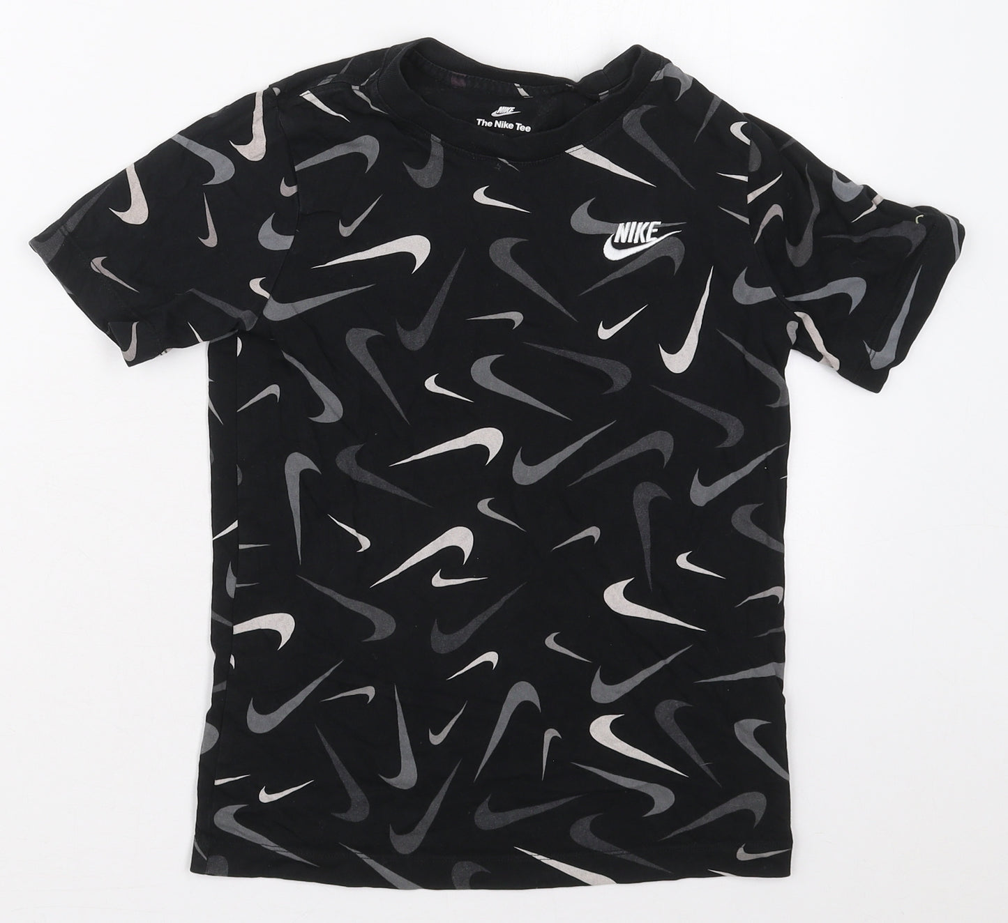 Nike Boys Black  Cotton Basic T-Shirt Size M Crew Neck Pullover