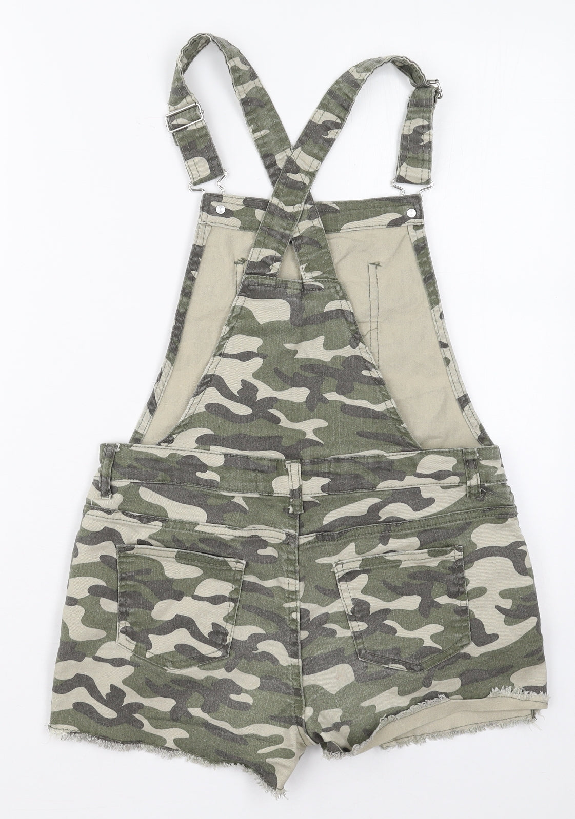 Denim Co Girls Green Camouflage Cotton Dungaree One-Piece Size 13-14 Years  Buckle