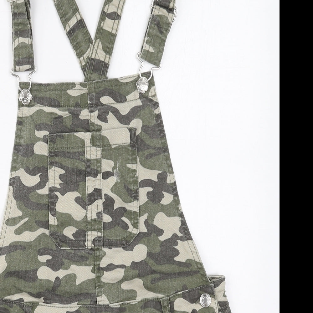Denim Co Girls Green Camouflage Cotton Dungaree One-Piece Size 13-14 Years  Buckle