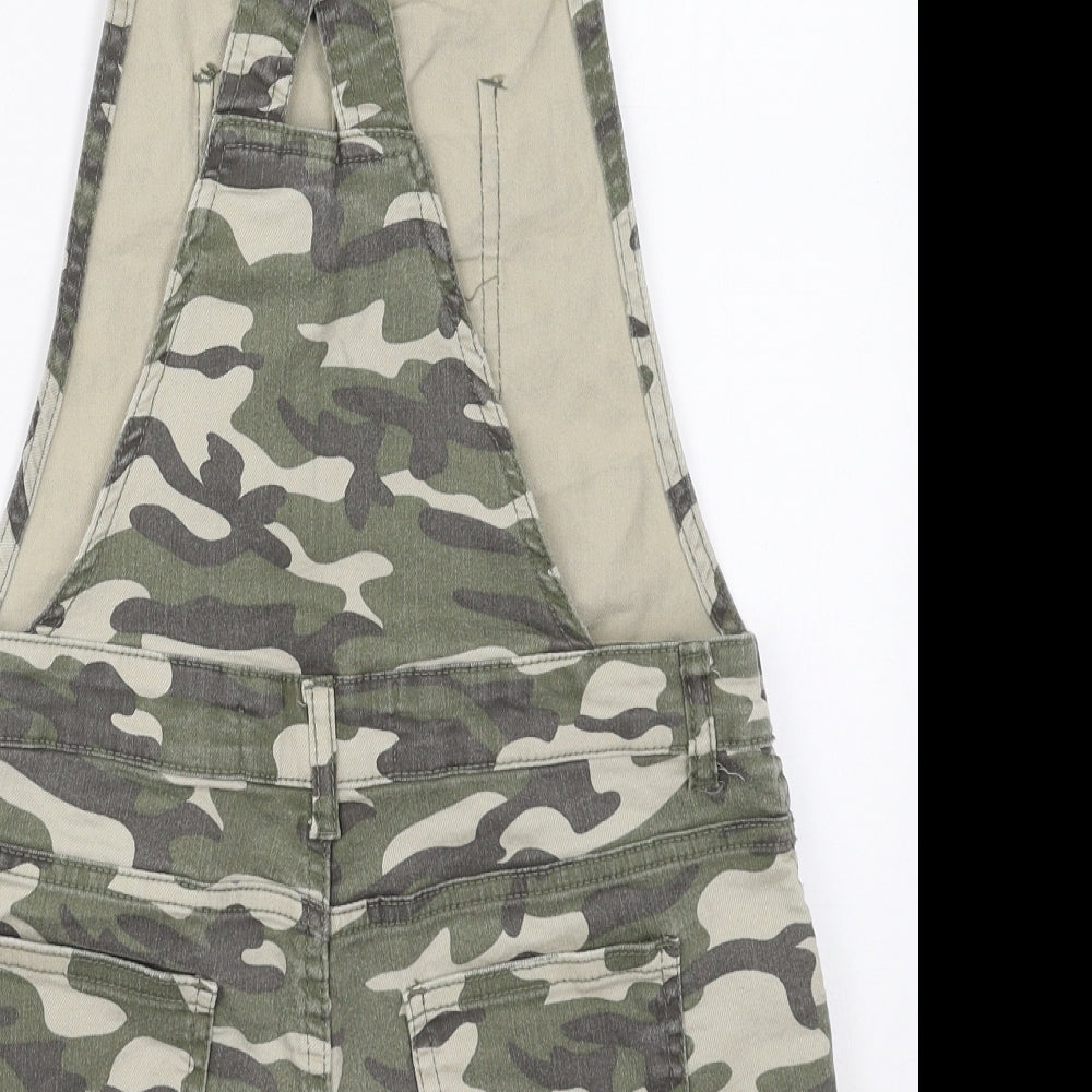 Denim Co Girls Green Camouflage Cotton Dungaree One-Piece Size 13-14 Years  Buckle