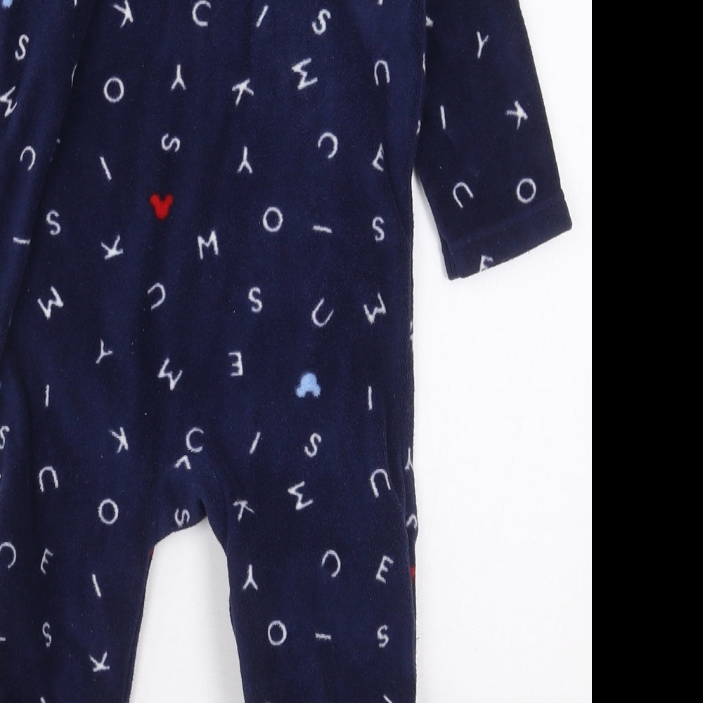 George Boys Blue Solid Polyester Cami One Piece Size 9-12 Months  Button - Mickey Mouse My First Christmas