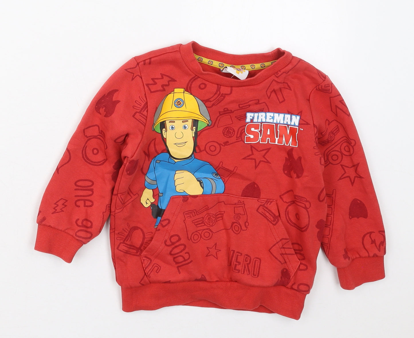 Tesco Boys Red  Cotton Pullover Sweatshirt Size 2-3 Years  Pullover - Fireman Sam