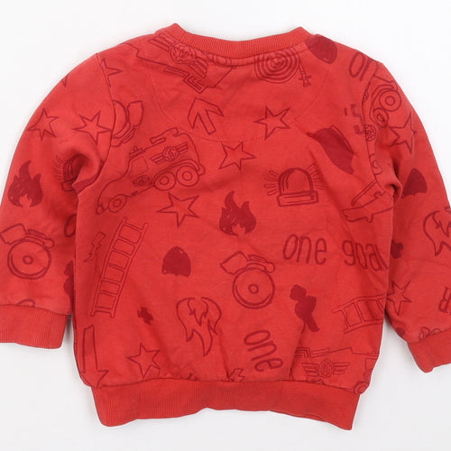 Tesco Boys Red  Cotton Pullover Sweatshirt Size 2-3 Years  Pullover - Fireman Sam