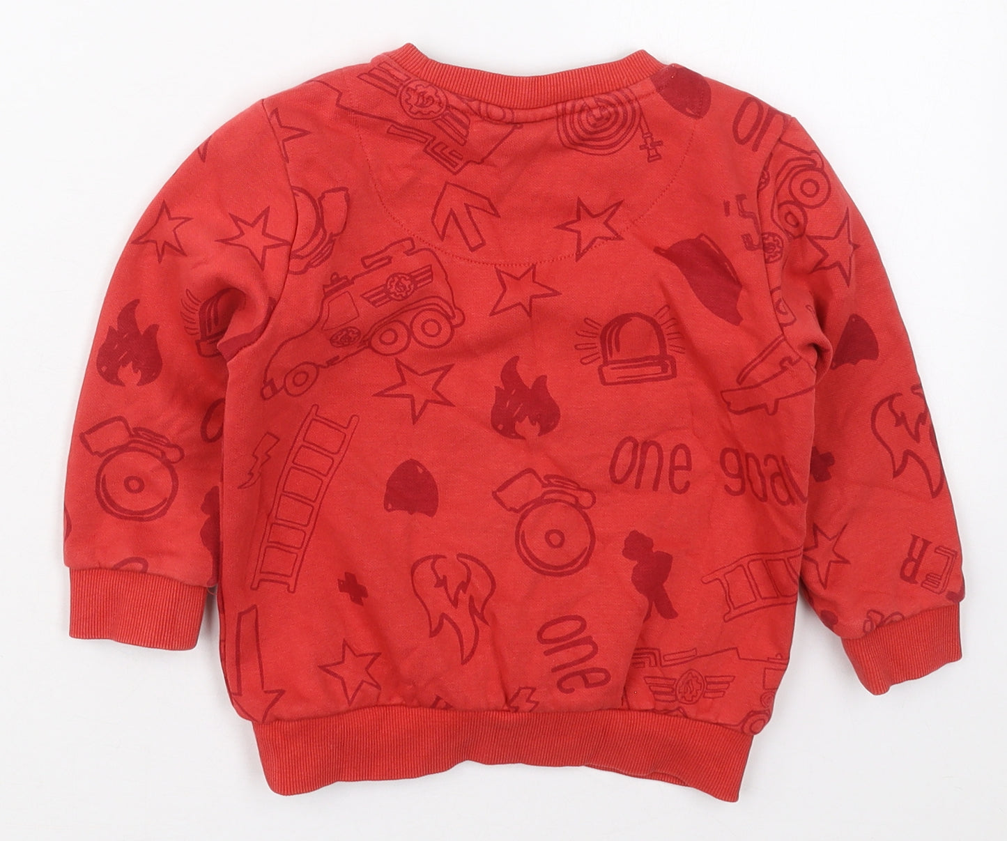 Tesco Boys Red  Cotton Pullover Sweatshirt Size 2-3 Years  Pullover - Fireman Sam