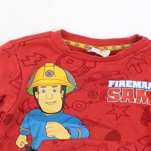 Tesco Boys Red  Cotton Pullover Sweatshirt Size 2-3 Years  Pullover - Fireman Sam