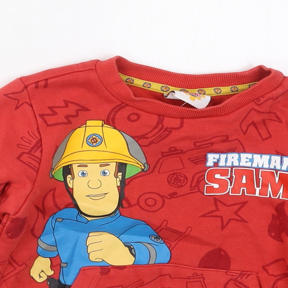 Tesco Boys Red  Cotton Pullover Sweatshirt Size 2-3 Years  Pullover - Fireman Sam