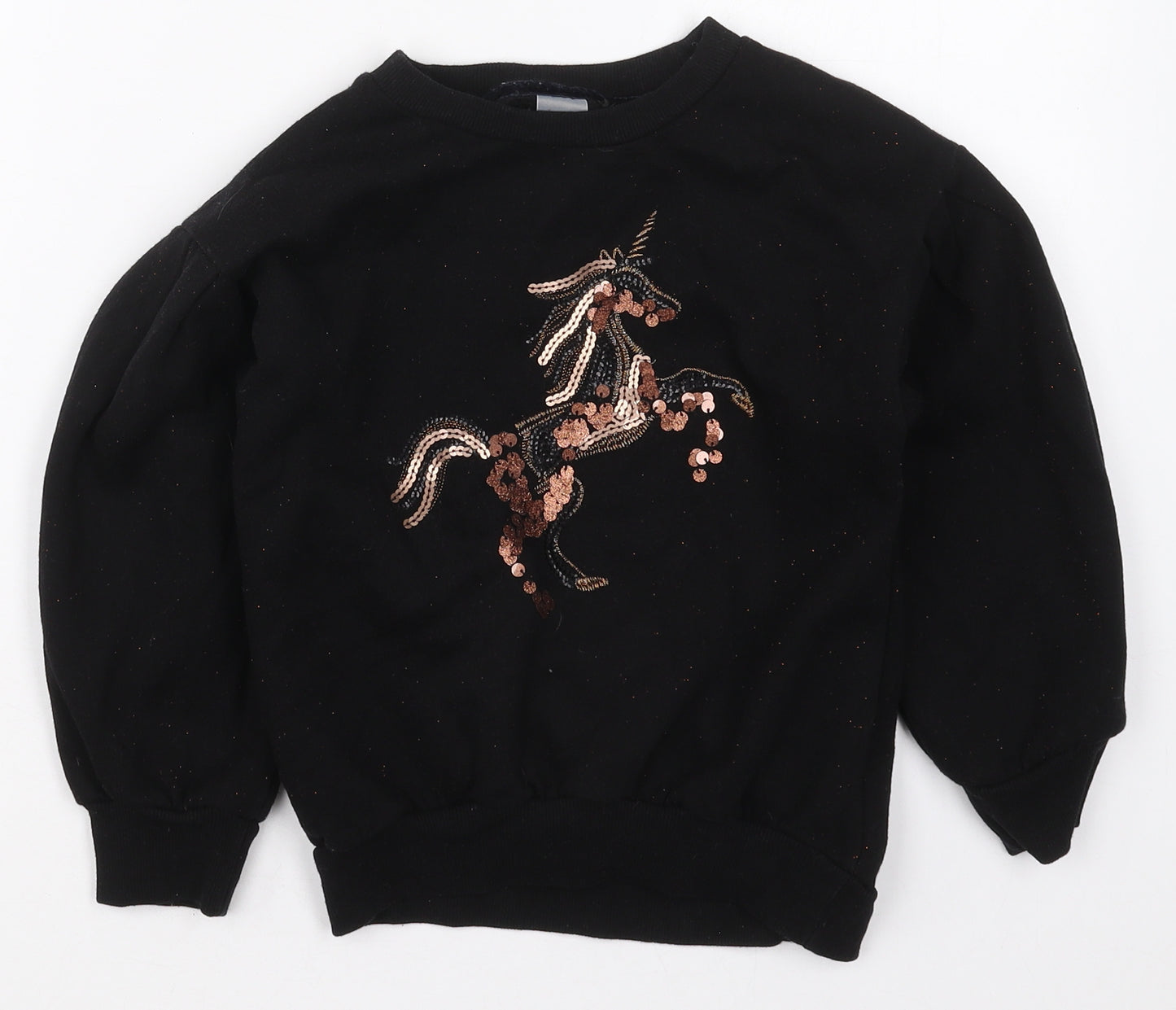 NEXT Girls Black  Cotton Pullover Sweatshirt Size 7 Years  Pullover - Unicorn