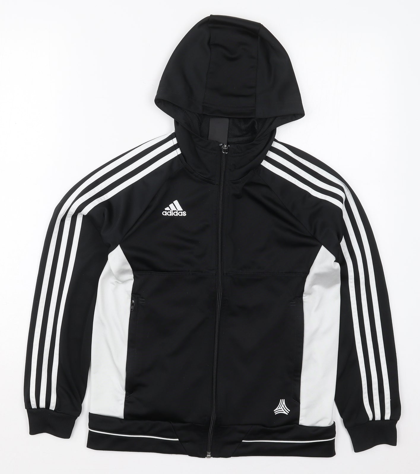 adidas Boys Black  Polyester Full Zip Hoodie Size 11-12 Years  Zip