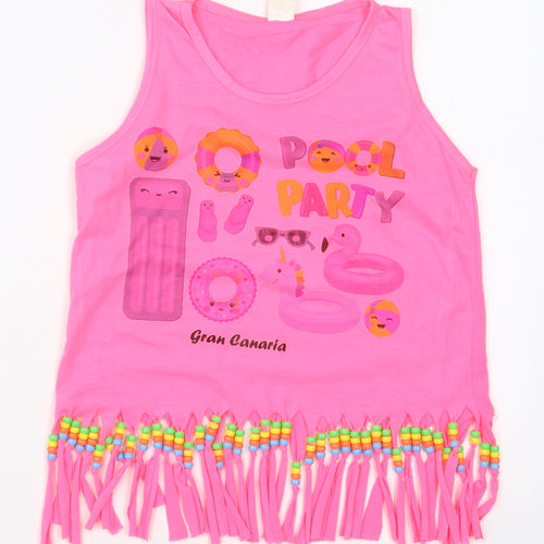Preworn Girls Pink  Polyester Basic Tank Size XL Crew Neck Pullover - Pool Party Gran Canaria
