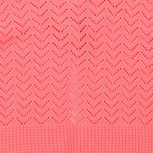 Elegant Womens Pink Crew Neck  Acrylic Cardigan Jumper Size L