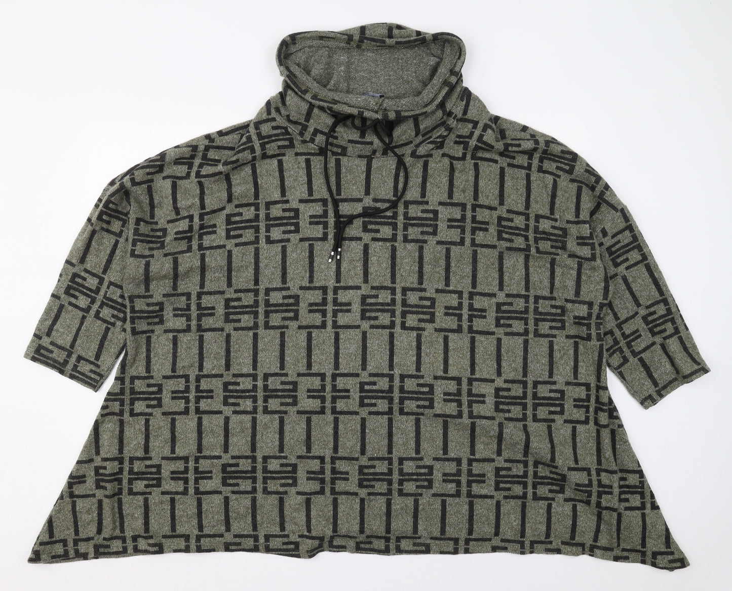 New Collection Womens Green Geometric Viscose Pullover Sweatshirt Size XL  Pullover