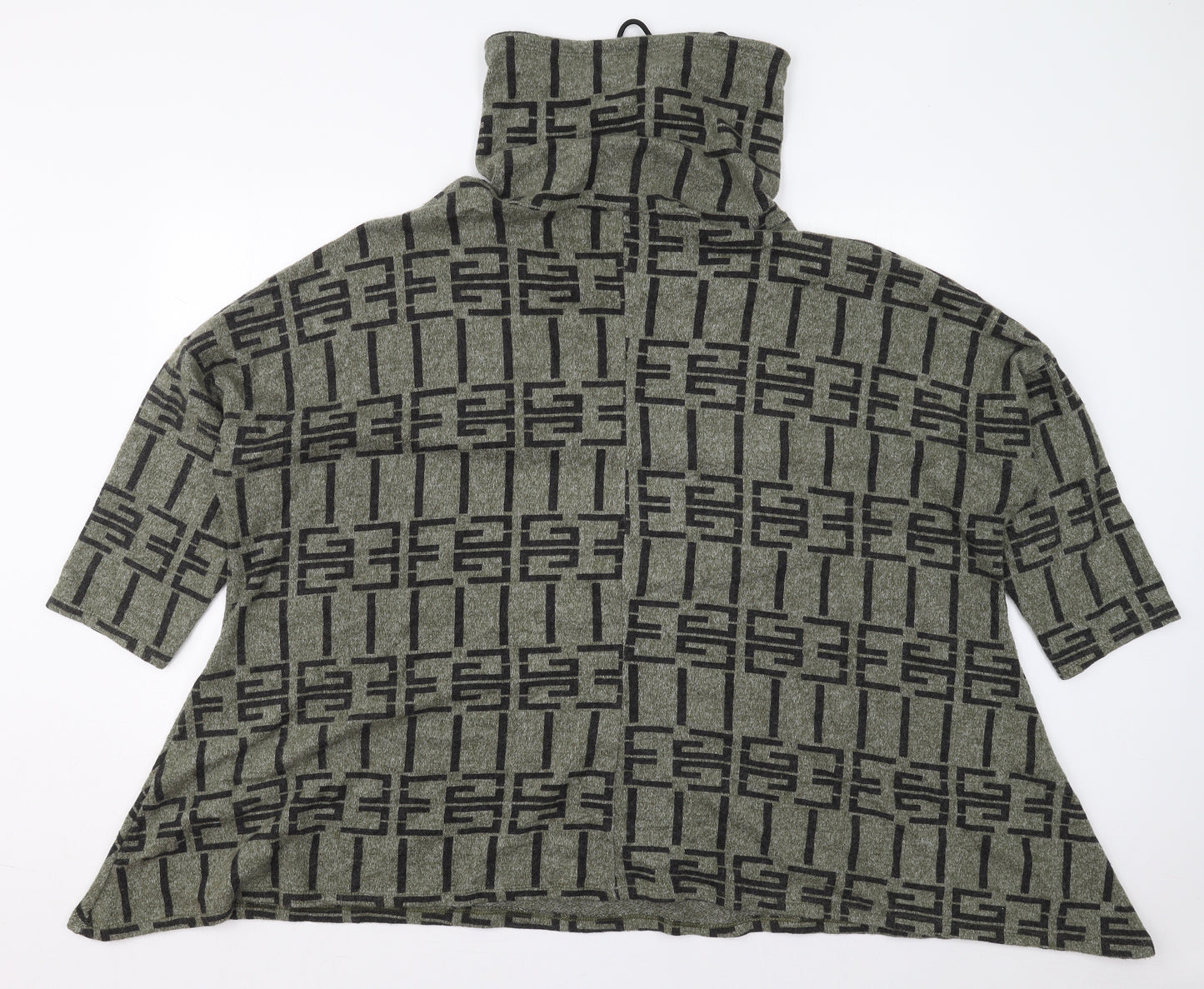 New Collection Womens Green Geometric Viscose Pullover Sweatshirt Size XL  Pullover