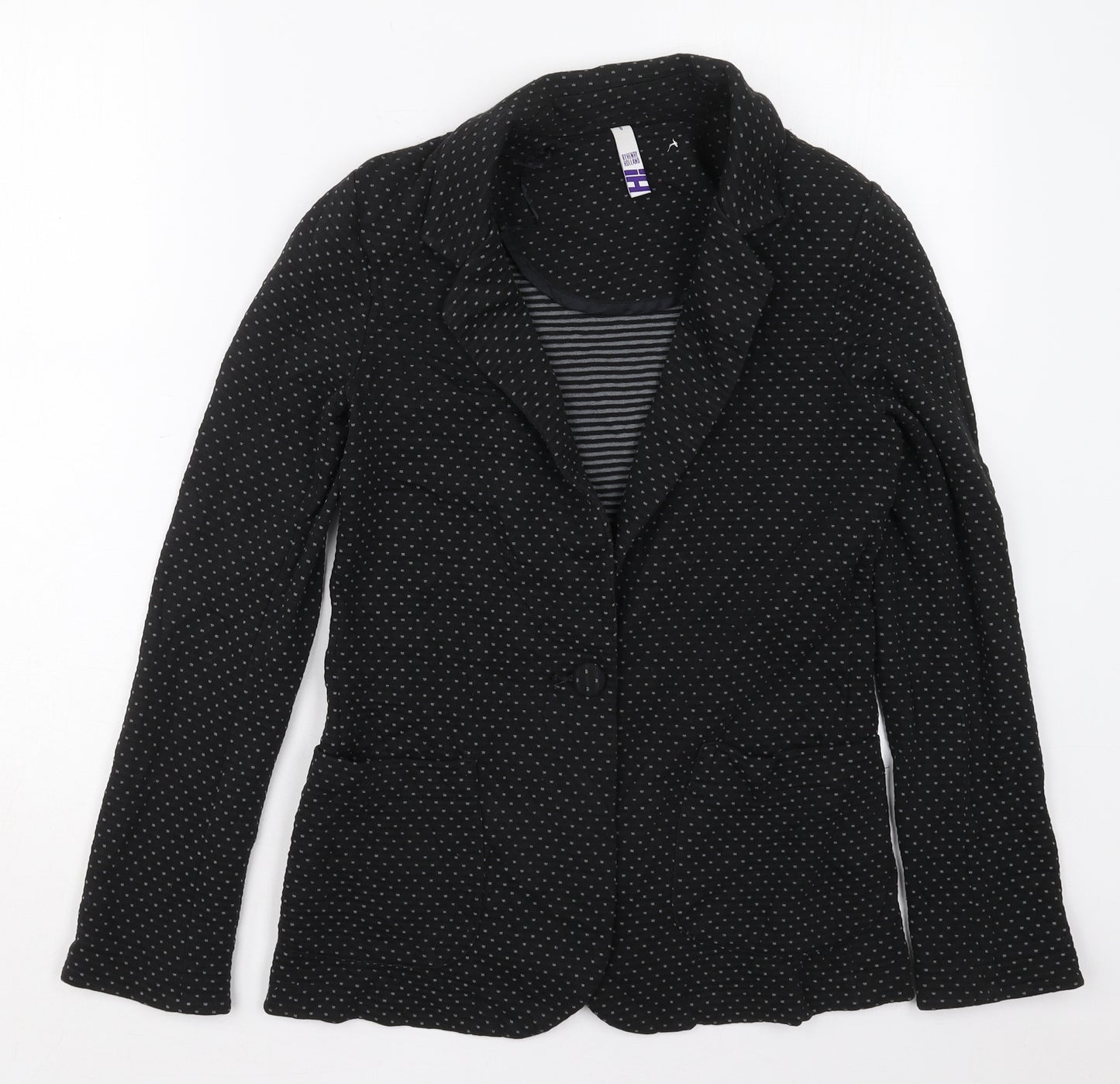 Henry Holland Womens Black Geometric Cotton Jacket Blazer Size 8