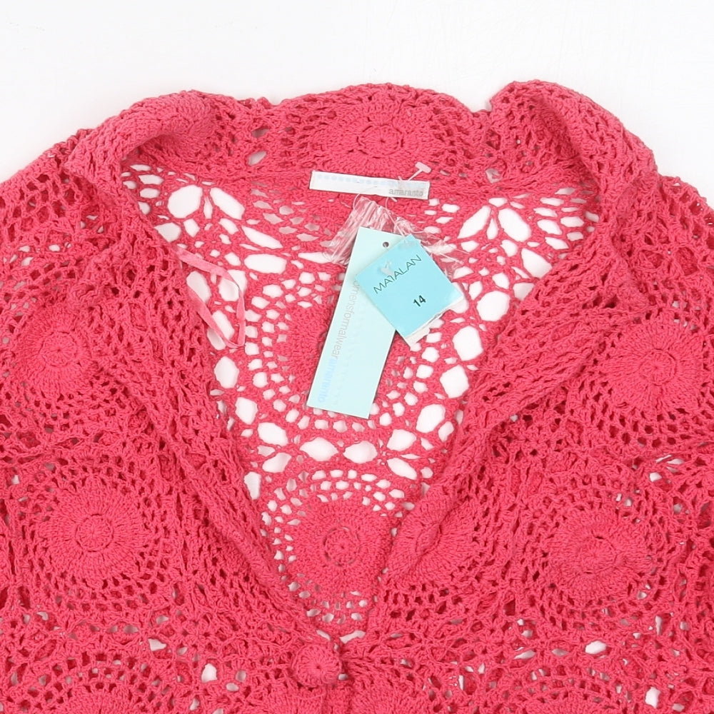 Matalan Womens Pink Collared  Cotton Cardigan Jumper Size 14