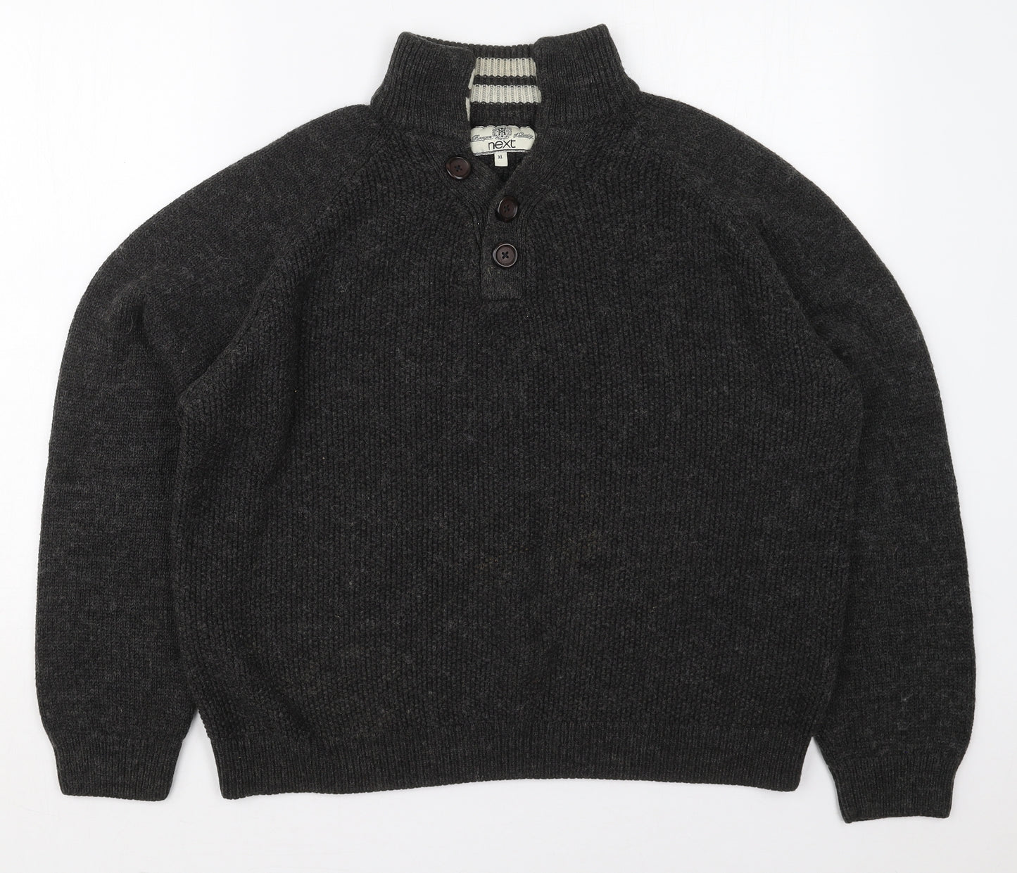 NEXT Mens Grey Collared  Acrylic Pullover Jumper Size XL