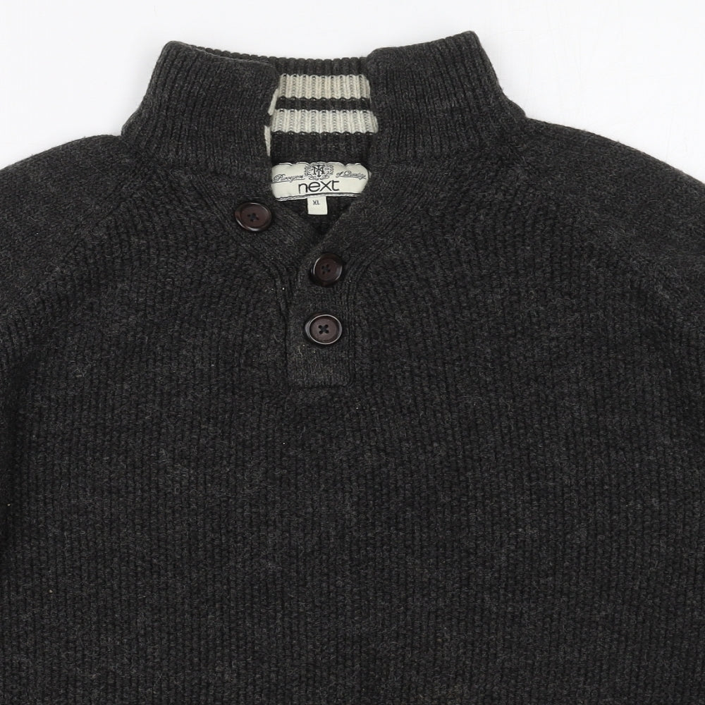 NEXT Mens Grey Collared  Acrylic Pullover Jumper Size XL