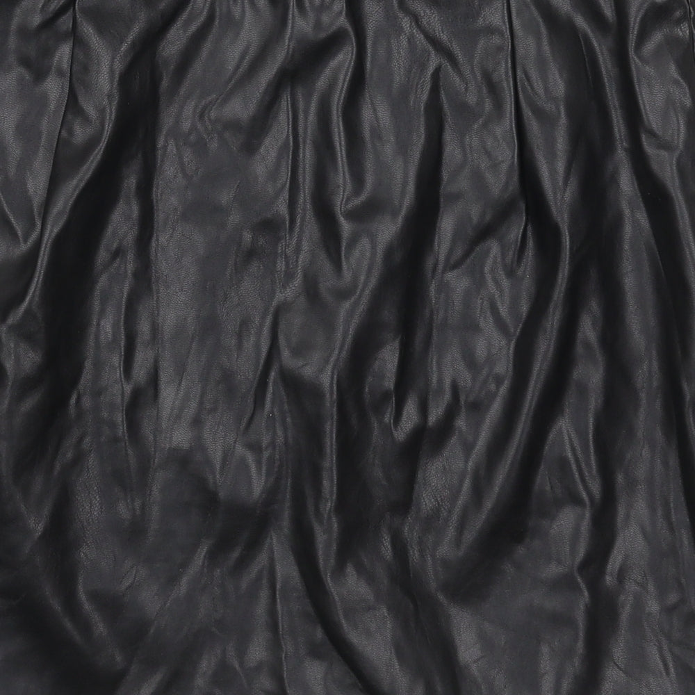 PRETTYLITTLETHING Womens Black  Polyurethane Mini Skirt Size 12  Regular Zip