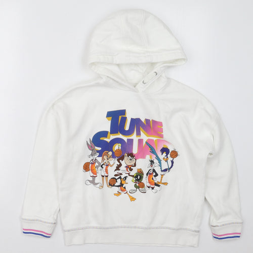 Marks and Spencer Girls White  Cotton Pullover Hoodie Size 10-11 Years  Pullover - Tune Squad