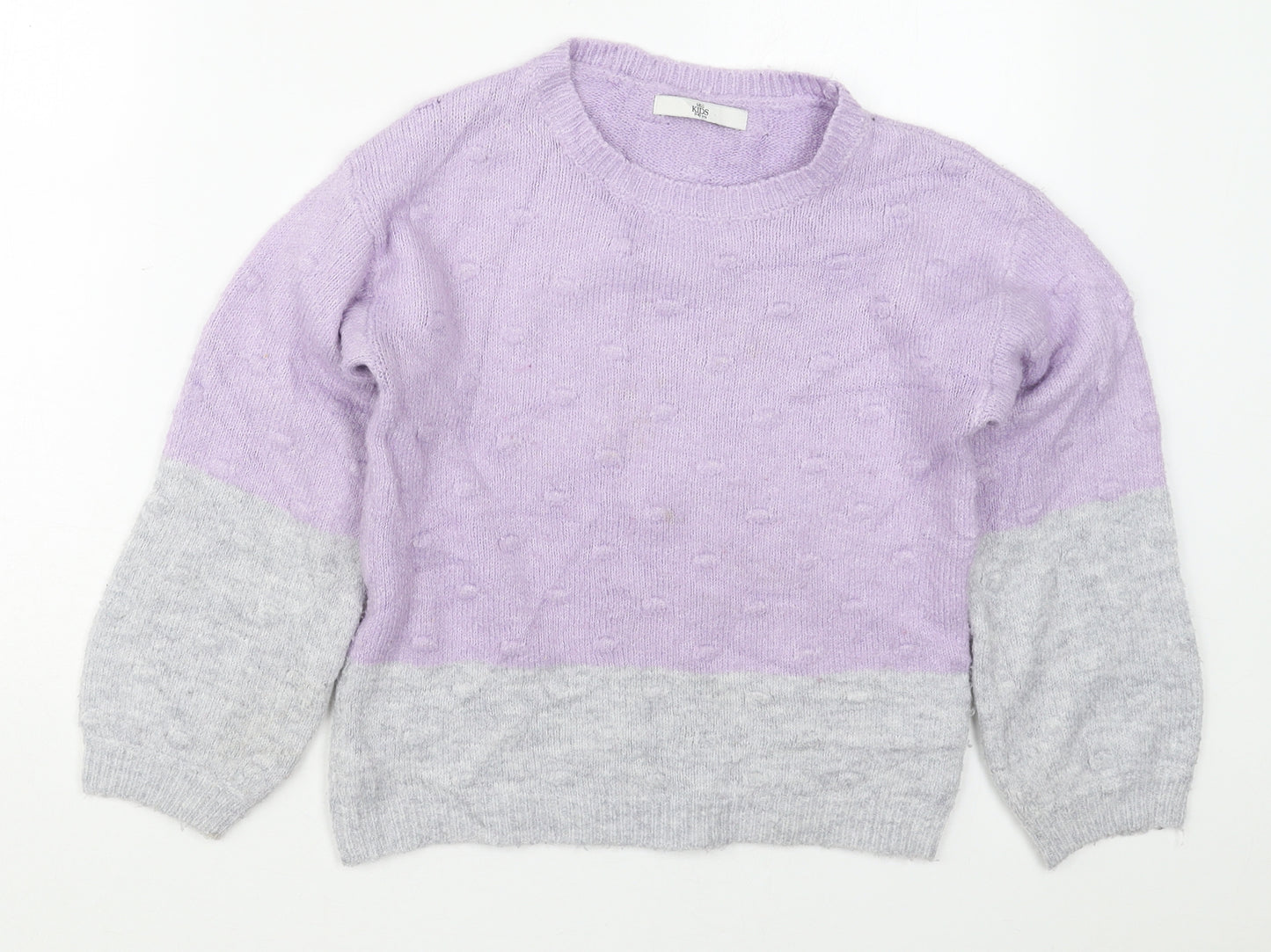 Marks and Spencer Girls Purple Crew Neck  Acrylic Pullover Jumper Size 9-10 Years  Pullover